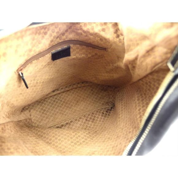 Gucci Metal Fittings Hobo Leather Black Gold Shoulder Bag - Picture 5 of 6